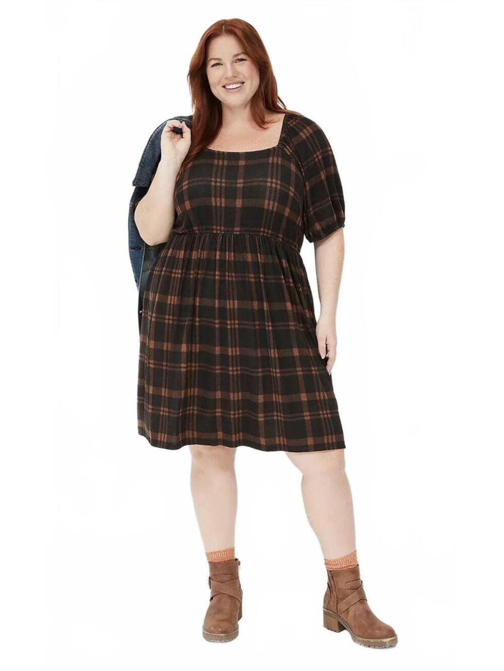 426 NWT Lane Bryant 18/20 Square-Neck $89.95 MSRP Knit Plaid Dress R0000426